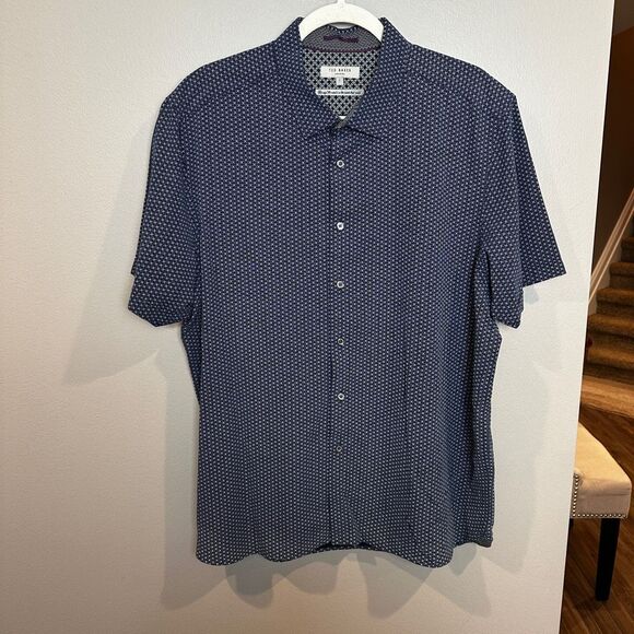 Ted Baker 7/3X Navy Patterned Shirt - Picture 1 of 11